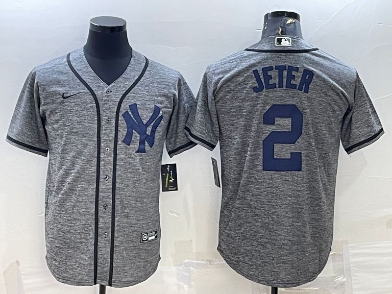 Men New York Yankees 2 No Name Grey hemp ash Nike 2022 MLB Jersey
